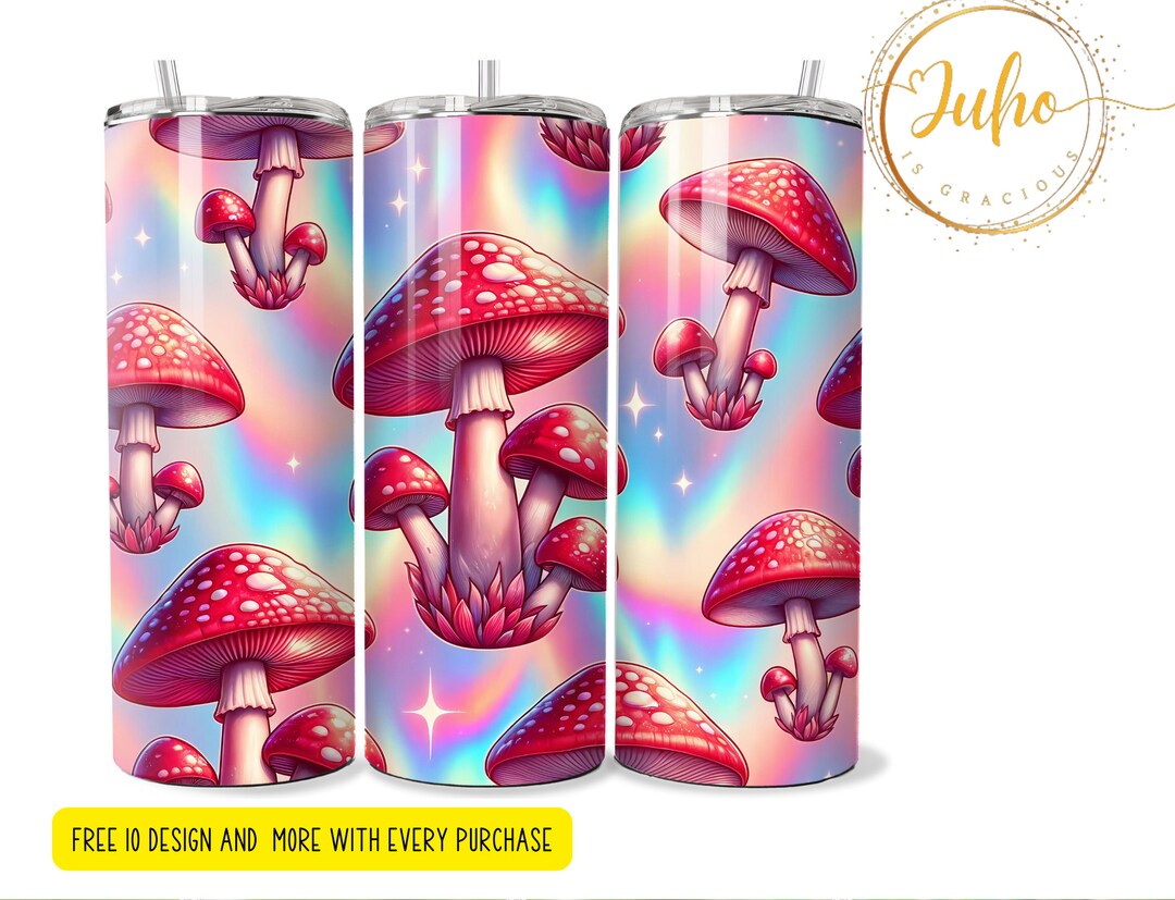 20 Oz Mushroom Red. Tumbler Wrap Watercolours Skinny Tumbler Designs ...