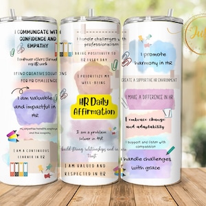 HR Daily affirmation skinny 20oz tumbler   | Inspirational Sublimation Templates | HR Life, Gift For HR, Digital Download File,