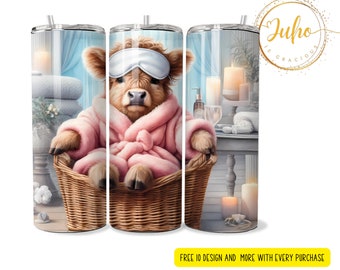 seamless Baby cow Highland  home        20 oz  skinny tumbler design , tumbler wrap ,highland  Cow Tumbler Wrap , cow highland tumbler