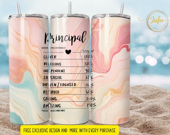 20 oz principal serving  wrap    Skinny Tumbler Designs | Sublimation Templates | 20oz Tumbler PNG | Digital Download