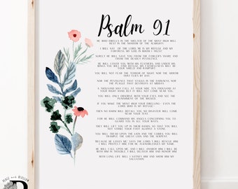psalm 91 He who dwells wall art print ,  bible verse wall art scripture ,Printable Baptism Gift Nursery