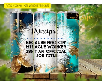20 oz principal miracle  tumbler wrap    Skinny Tumbler Designs | Sublimation Templates | 20oz Tumbler PNG | Digital Download
