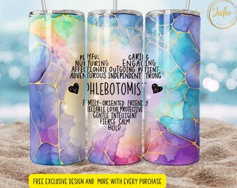 20 oz Phlebotomist   tumbler wrap 3d    Skinny Tumbler Designs | Sublimation Templates | 20oz Tumbler PNG | Digital Download
