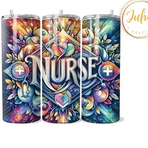 Nurse floral  20 oz Skinny Tumbler Sublimation Nurse Wrap Design  Tumbler