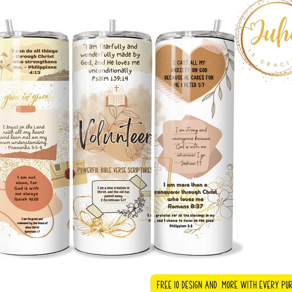 volunteer  affirmation Tumbler Designs | Sublimation Templates | 20oz Tumbler PNG | care worker wrap Tumbler