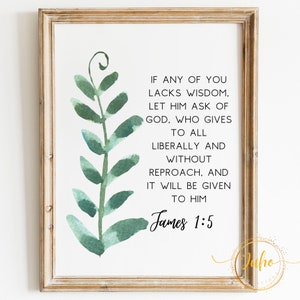 james 1:5  wall scripture ,Printable blessing wall art digital download Bible Verse Printable, Baptism Gift, home art nursery