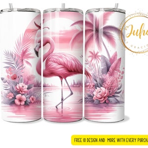 20 oz  pink flamingo    tumbler wrap watercolours   Skinny Tumbler Designs | Sublimation Templates  20oz Tumbler downloads