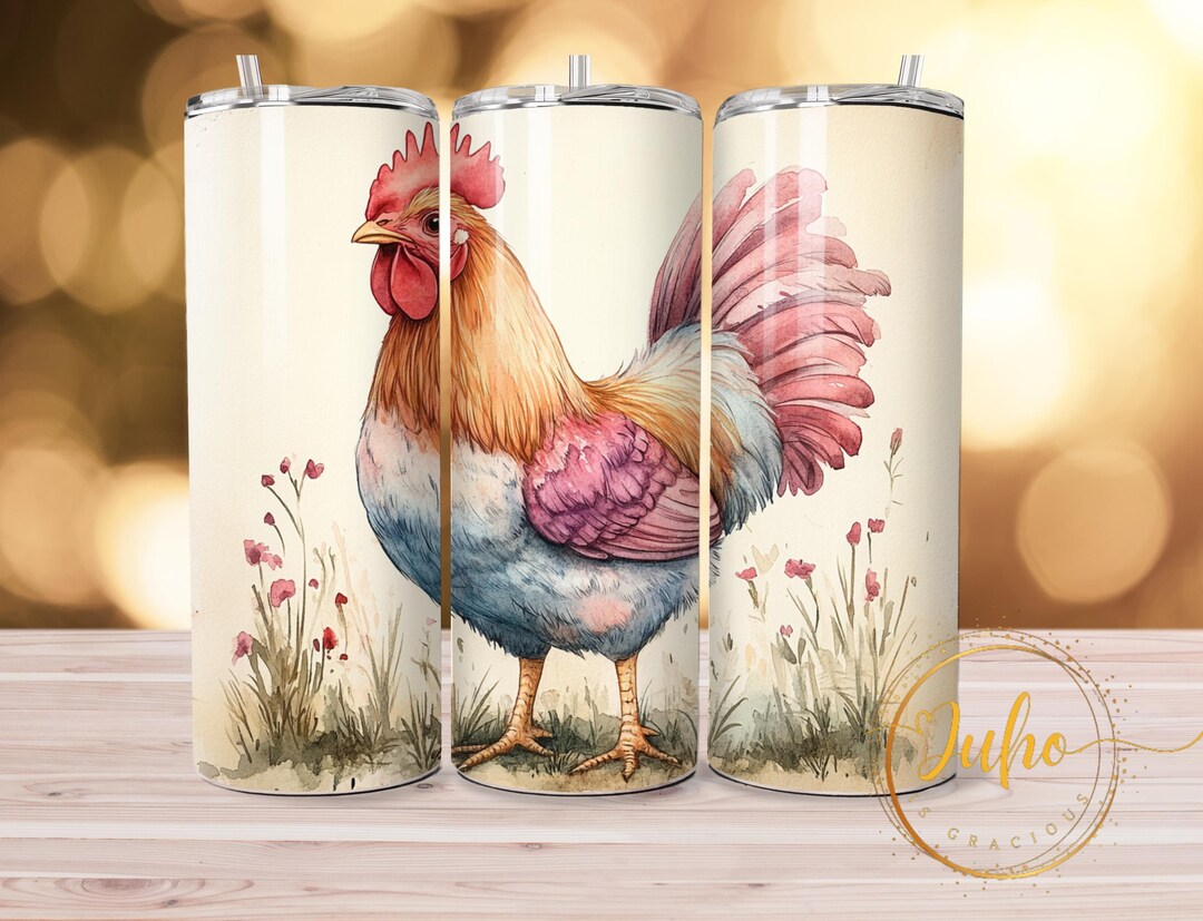 20 Oz. Chicken Watercolour Skinny Tumbler Design , Tumbler Wrap ...