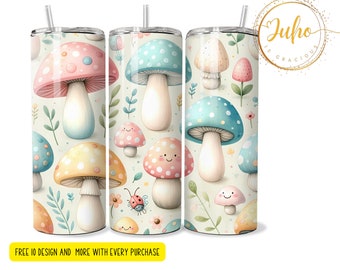 Mushroom Forest Tumbler Wrap 20 Oz Skinny Tumbler PNG Mushroom Tumbler ...
