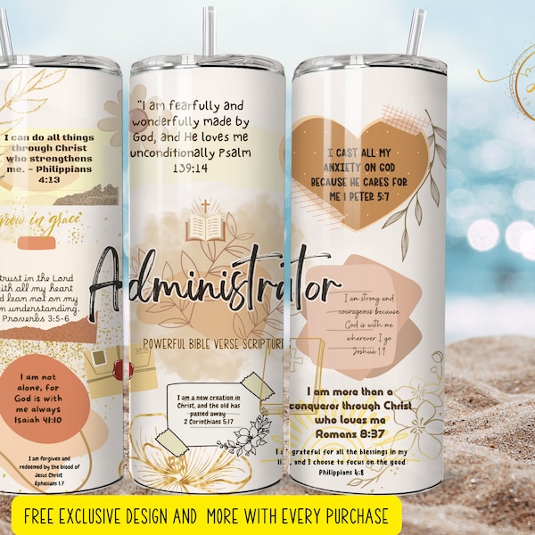 administrator   affirmation scripture   tumbler Sublimation wraps | 20oz Tumbler PNG skinny tumbler digital download  administrator    gift