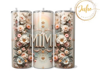 Mimi mormor blommig tumbler sublimeringspapper | 20oz tumbler PNG smal tumbler digital nedladdning mimi mormor present, png