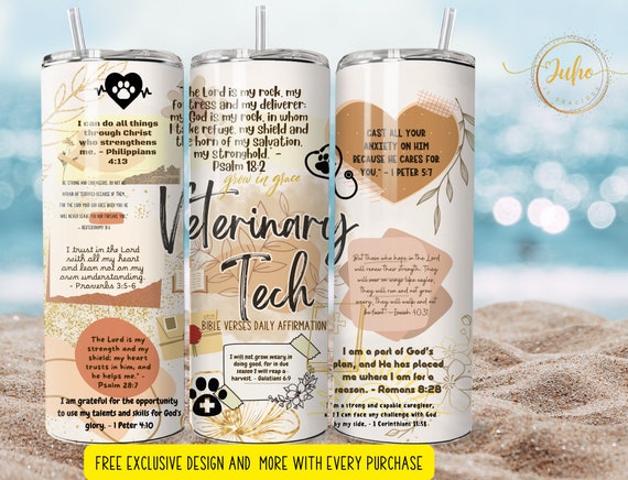 20 oz Veterinary Tech  tumbler wrap 3d    Skinny Tumbler Designs | Sublimation Templates | 20oz Tumbler PNG | affirmation tumbler