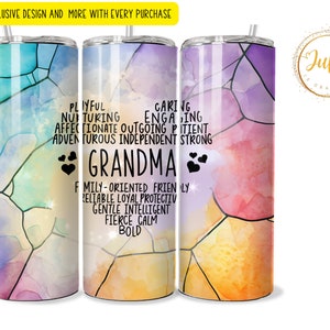 grandma heart tumbler Sublimation wraps | 20oz Tumbler PNG skinny tumbler digital download grandma gift ,png image 1
