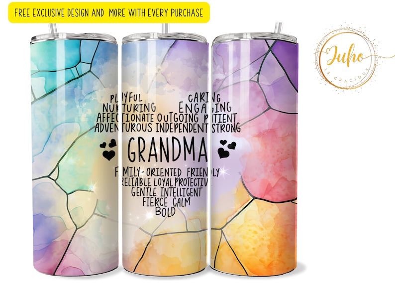 grandma heart tumbler Sublimation wraps | 20oz Tumbler PNG skinny tumbler digital download grandma gift ,png image 1