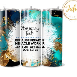 20 oz pharmacy tech   tumbler wrap 3d    Skinny Tumbler Designs | Sublimation Templates | 20oz Tumbler PNG | Digital Download