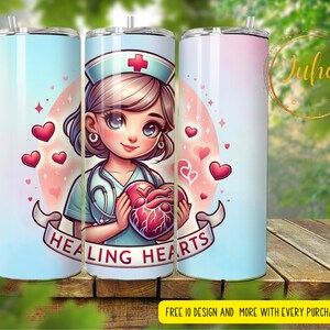 Nurse valentine's day hearts 20 oz Skinny Tumbler Sublimation Nurse Wrap Design  Tumbler