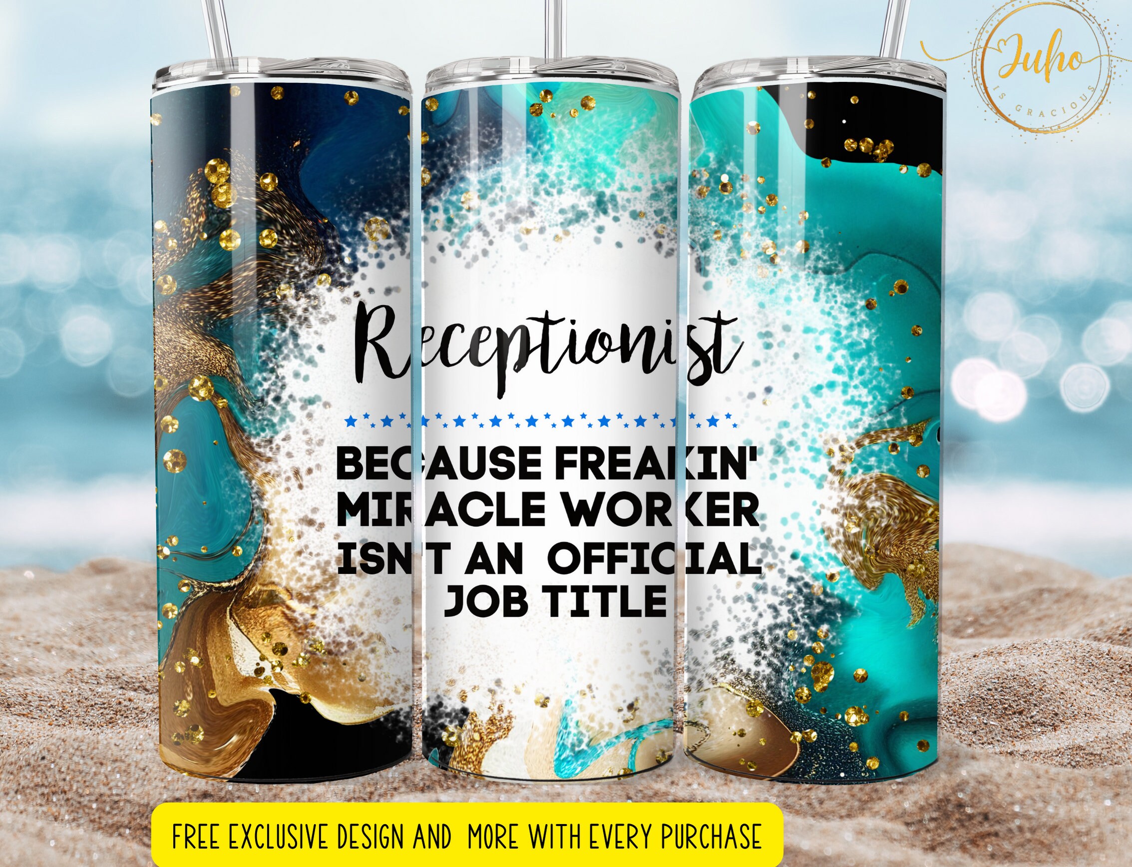 Receptionist 20 oz  tumbler wrap 3d    Skinny Tumbler Designs | Sublimation Templates | 20oz Tumbler PNG | Digital Download