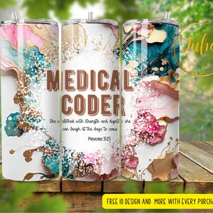Medical Coder Colorful Design 20 Oz Medical Coder Skinny Tumbler Designs | Sublimation Templates ...