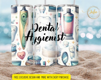 Mundhygieniker Becher wickeln 3d Skinny Tumbler Designs | Sublimationsvorlagen | 20 Unzen Becher PNG | Digitaler Download