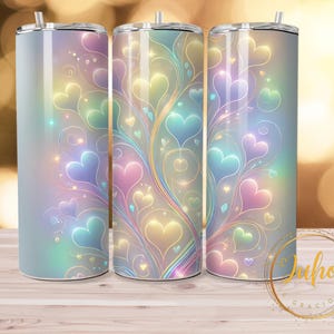Diseños de vasos delgados con corazones para el Día de San Valentín / Plantillas de sublimación / Vaso de 20 oz PNG