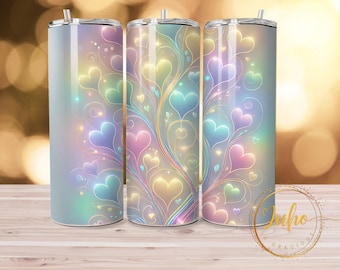 Tumbler wrap met hartjes Valentijnsdag Skinny Tumbler Designs | Sublimatiesjablonen | Beker van 20 oz, png