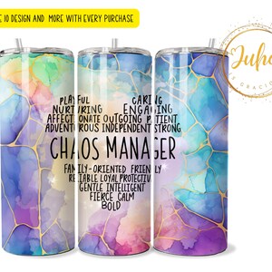 chaos manager  tumbler wrap 3d    Skinny Tumbler Designs | Sublimation Templates | 20oz Tumbler PNG | manager  gift Tumbler