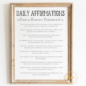HR human resources  affirmations print   , wall art print , instant download ,Human Resources Wall Art Print,HR Daily Affirmation Print