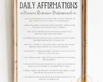 HR human resources  affirmations print   , wall art print , instant download ,Human Resources Wall Art Print,HR Daily Affirmation Print