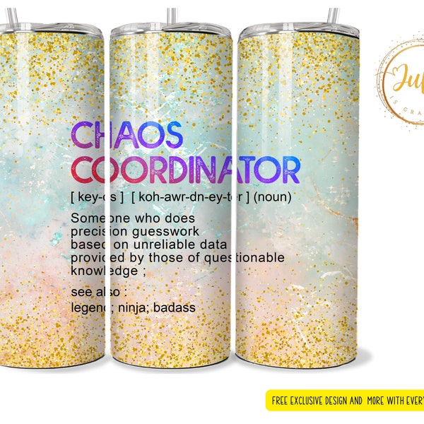 chaos coordinator  tumbler Sublimation wraps | 20oz Tumbler PNG skinny tumbler digital download ,  teacher appreciation gift ,admin gift