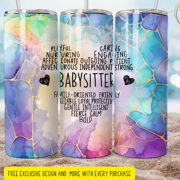 20 oz babysitter   tumbler wrap 3d    Skinny Tumbler Designs | Sublimation Templates | 20oz Tumbler PNG | Digital Download