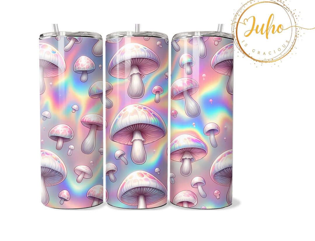 20 Oz Mushroom Pink Tumbler Wrap Watercolours Skinny Tumbler Designs ...