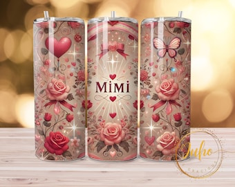 Mimi alla hjärtans dag-tumbler, sublimeringspapper | 20oz Tumbler PNG smal tumbler digital nedladdning Mimi mormors present, png