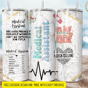 medical assistant 20 oz  Skinny Tumbler Designs | Sublimation Templates | 20oz Tumbler PNG | medical   team  wrap Tumbler