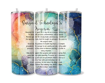 20 oz surgical tech prayers  tumbler wrap    Skinny Tumbler Designs | Sublimation Templates | 20oz Tumbler PNG | Digital Download