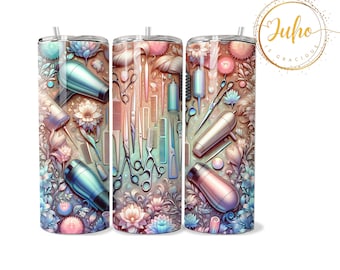 hair stylist floral    Skinny Tumbler Sublimation   Skinny Tumbler Designs | Sublimation Templates | 20oz Tumbler PNG | Digital Download