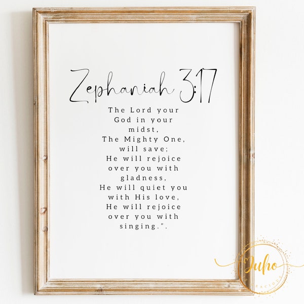 Zephaniah 3:17  simple  wall scripture ,Printable blessing wall art digital download Bible Verse Printable, Baptism Gift, home art nursery