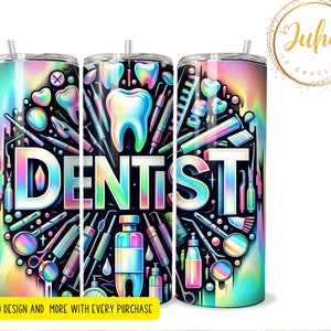 20 oz  dentist   tumbler wrap    Skinny Tumbler Designs | Sublimation Templates | 20oz Tumbler PNG | Digital Download
