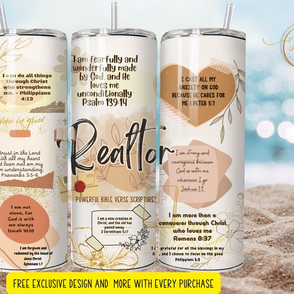 realtor affirmation bible  20 oz Skinny Tumbler Sublimation   Skinny Tumbler Designs | Sublimation Templates | 20oz Tumbler PNG