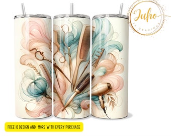hair stylist  pastel    Skinny Tumbler Sublimation   Skinny Tumbler Designs | Sublimation Templates | 20oz Tumbler PNG | Digital Download