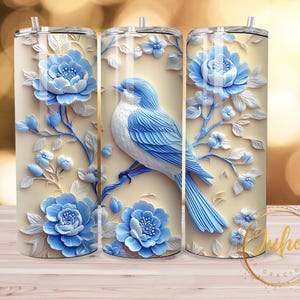 blue and white 3d   tumbler wrap   Skinny Tumbler Designs | Sublimation Templates | 20oz Tumbler PNG