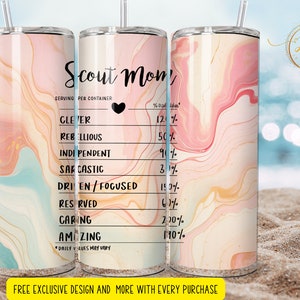 20 oz scout mom serving nutrition    tumbler wrap 3d    Skinny Tumbler Designs | Sublimation Templates | 20oz Tumbler PNG | Digital Download