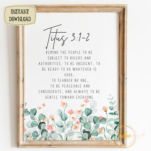 Titus 3:1-2 wall scripture ,Printable blessing wall art digital download Bible Verse Printable, Baptism Gift, home art nursery