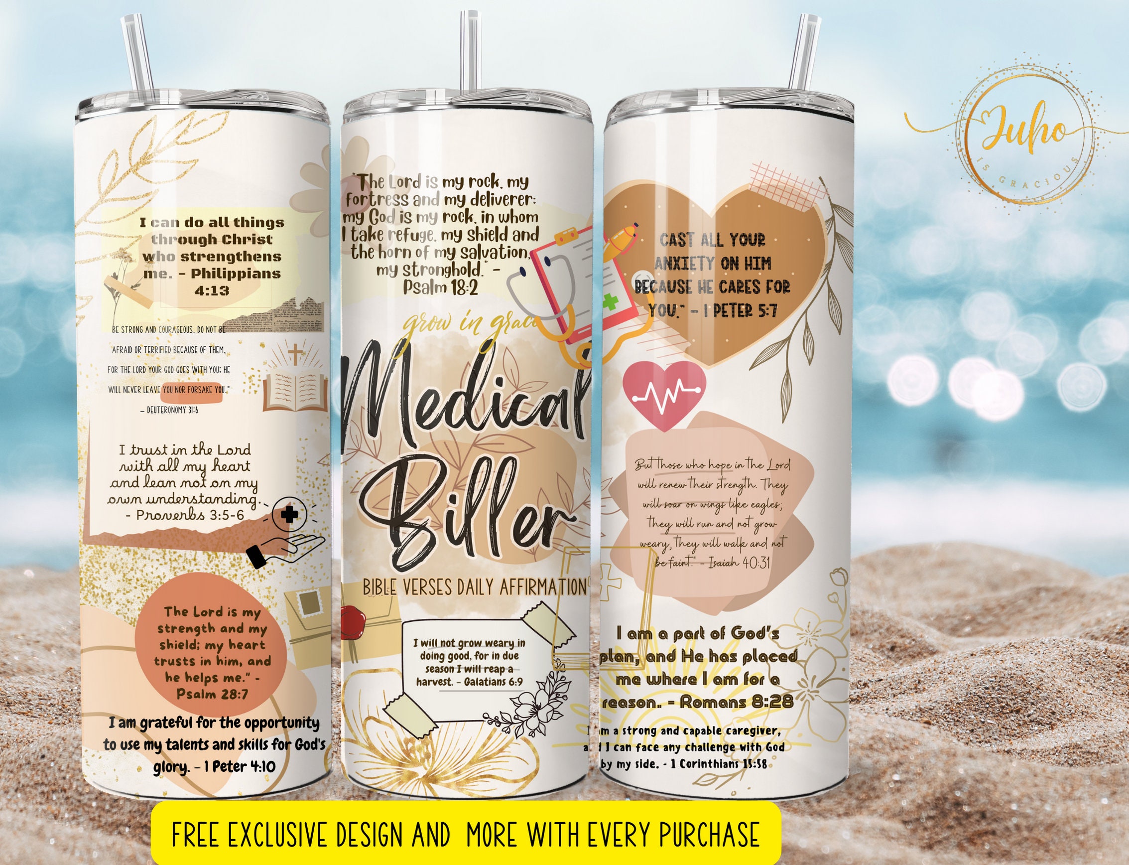 20 oz medical biller affirmation   Skinny Tumbler Designs | Sublimation Templates | 20oz Tumbler PNG | bible verse wrap Tumbler