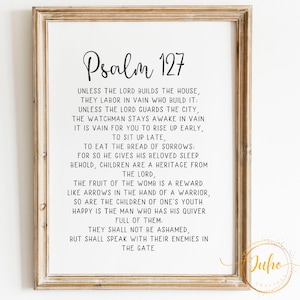 Psalm 127 Wand Schrift, druckbare Segen Wand Kunst digitaler Download Bibel Vers Printable, Taufe Geschenk, Haus Kunst Kinderzimmer