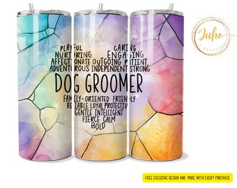 Dog groomer  heart   tumbler Sublimation wraps | 20oz Tumbler PNG skinny tumbler digital download  dog grooming  gift ,png