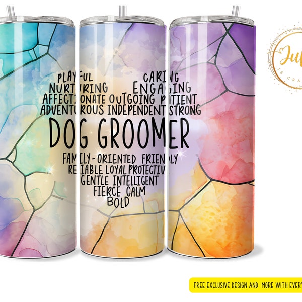 Dog groomer  heart   tumbler Sublimation wraps | 20oz Tumbler PNG skinny tumbler digital download  dog grooming  gift ,png