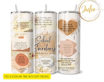 school secretary   affirmation tumbler wrap 3d    Skinny Tumbler Designs | Sublimation Templates | 20oz Tumbler PNG | Digital Download