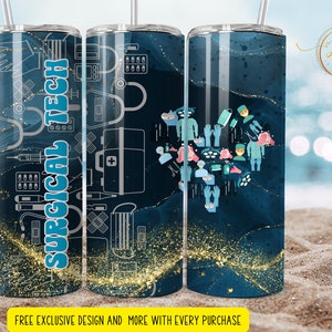 20 oz surgical tech tumbler wrap    Skinny Tumbler Designs | Sublimation Templates | 20oz Tumbler PNG | Digital Download