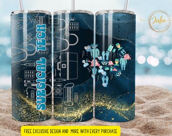 20 oz surgical tech tumbler wrap    Skinny Tumbler Designs | Sublimation Templates | 20oz Tumbler PNG | Digital Download