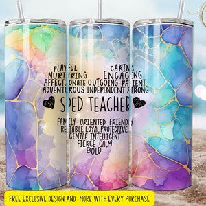 20 Unzen Sonderpädagogik Lehrer Herz wickeln Tumbler Designs | Sublimationsvorlagen | 20 Unzen Becher PNG | Lehrer Becher
